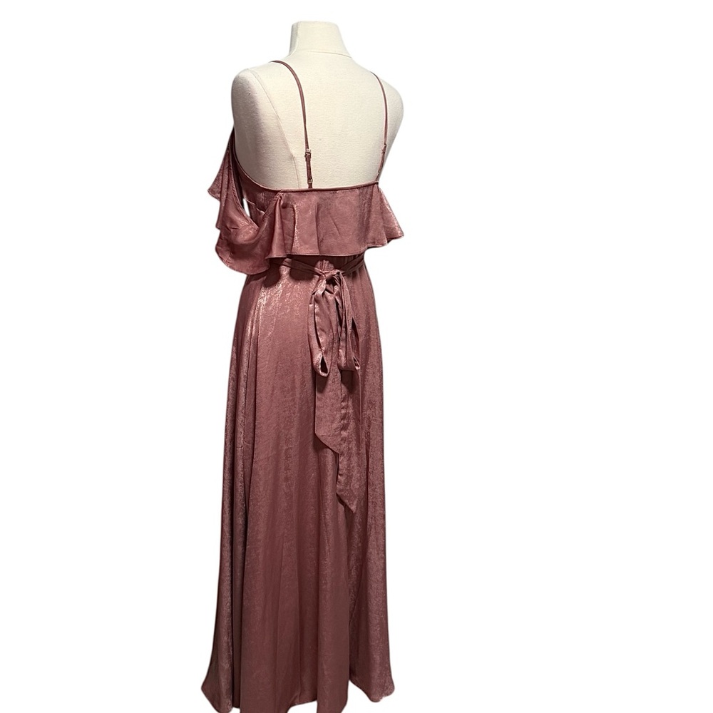 Lulus Moriah Rose Satin Cold Shoulder Wrap Dress Size Small NWT - Picture 7 of 16